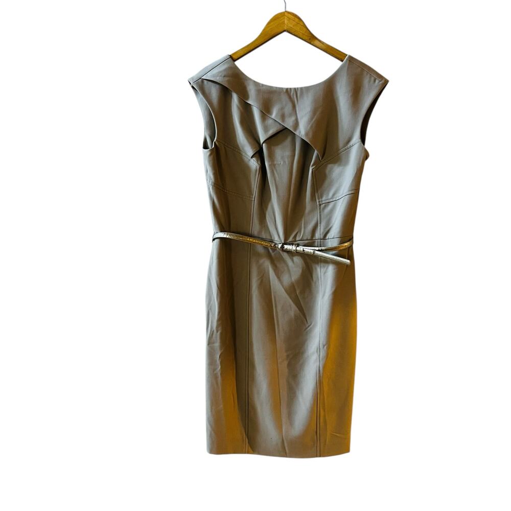 Calvin Klein Tan Belted Sleeveless Sheath Dress Size 8